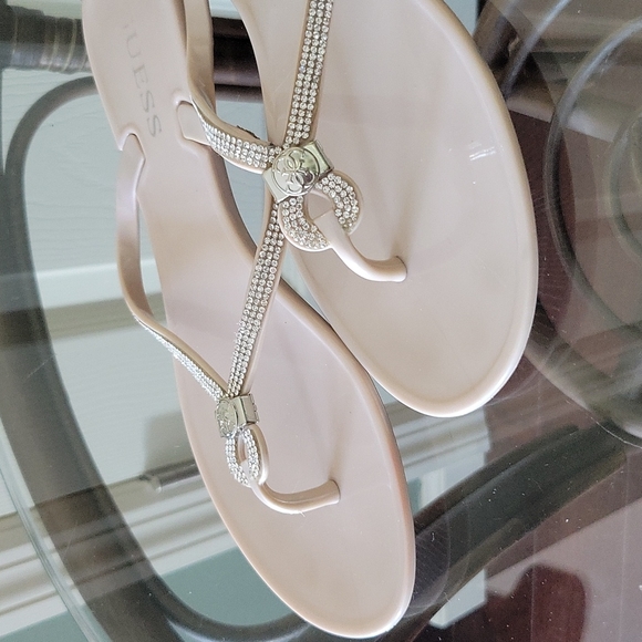 Guess Light Pink Jelly Flip Flops with Rhinestone Embellishment - Picture 3 of 7